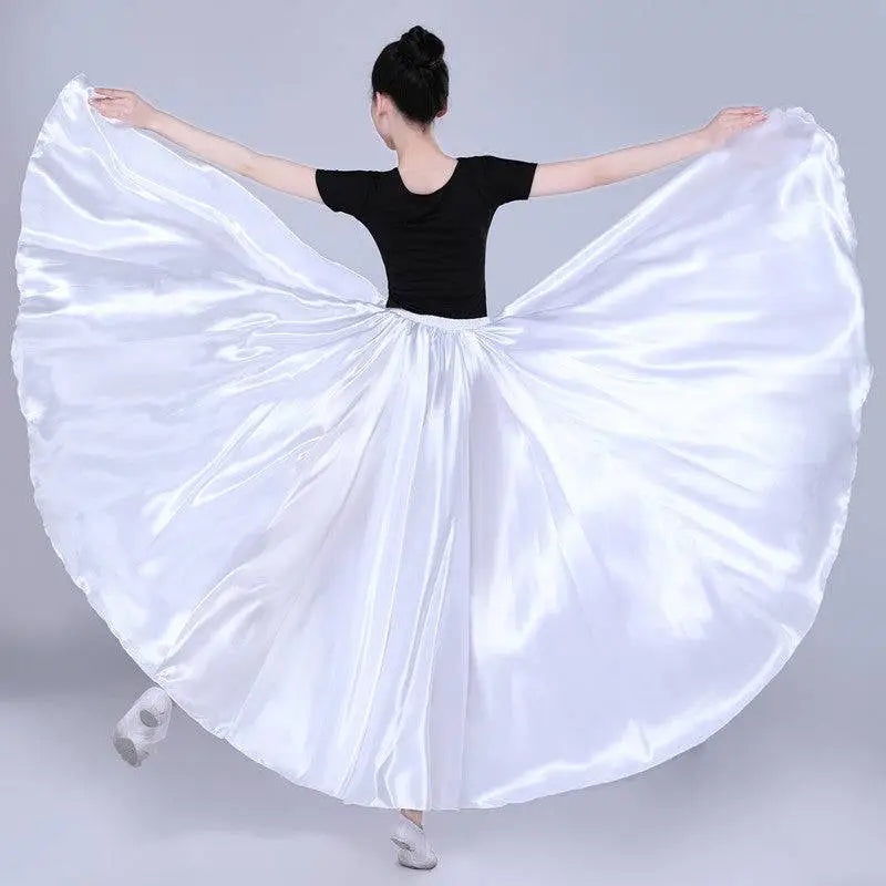 Yellow Satin Solid Color Performance Skirt