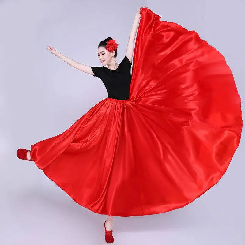 Yellow Satin Solid Color Performance Skirt